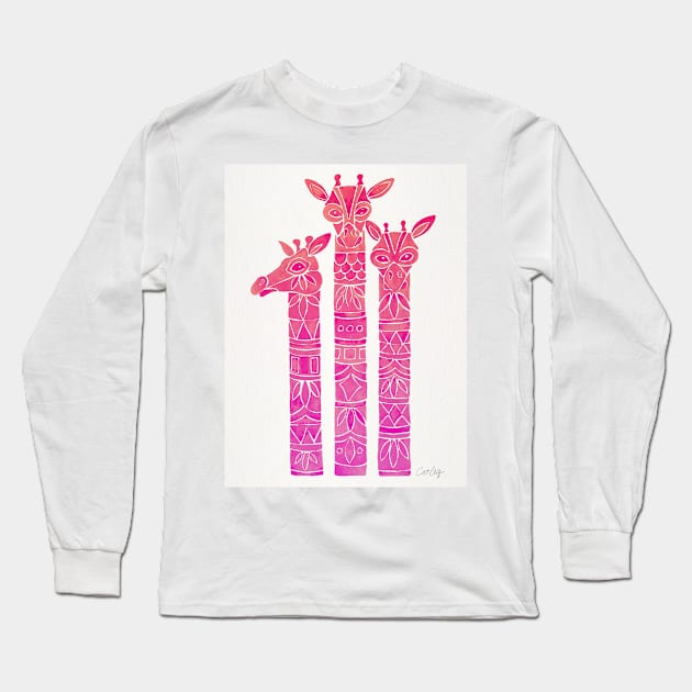 Giraffes Pink Ombre Long Sleeve T-Shirt by CatCoq